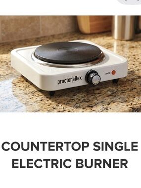 Proctor Silex White Countertop Single Electric Burner